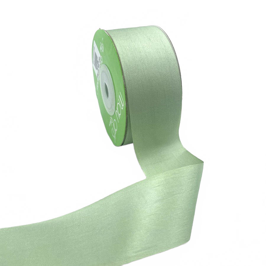 1.25 Inch 100% Hand-Dyed Mint Green Silk Ribbon With Woven Edge