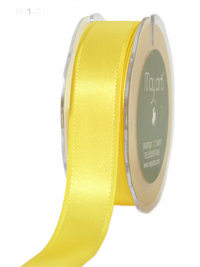 1 Inch Satin Ribbon With Woven Yellow Grosgrain Edge
