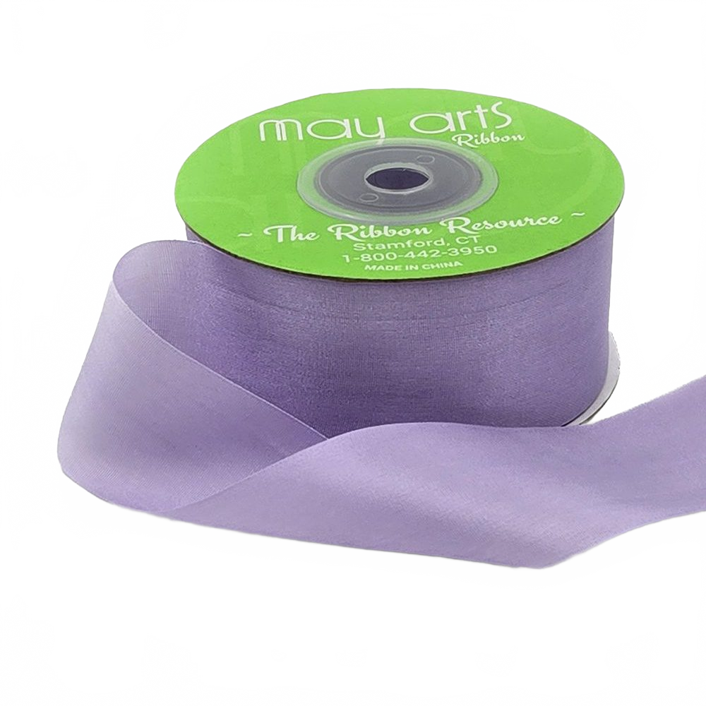 1.25 Inch 100% Hand-Dyed Dark Lavender Silk Ribbon With Woven Edge