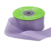 1.25 Inch 100% Hand-Dyed Dark Lavender Silk Ribbon With Woven Edge