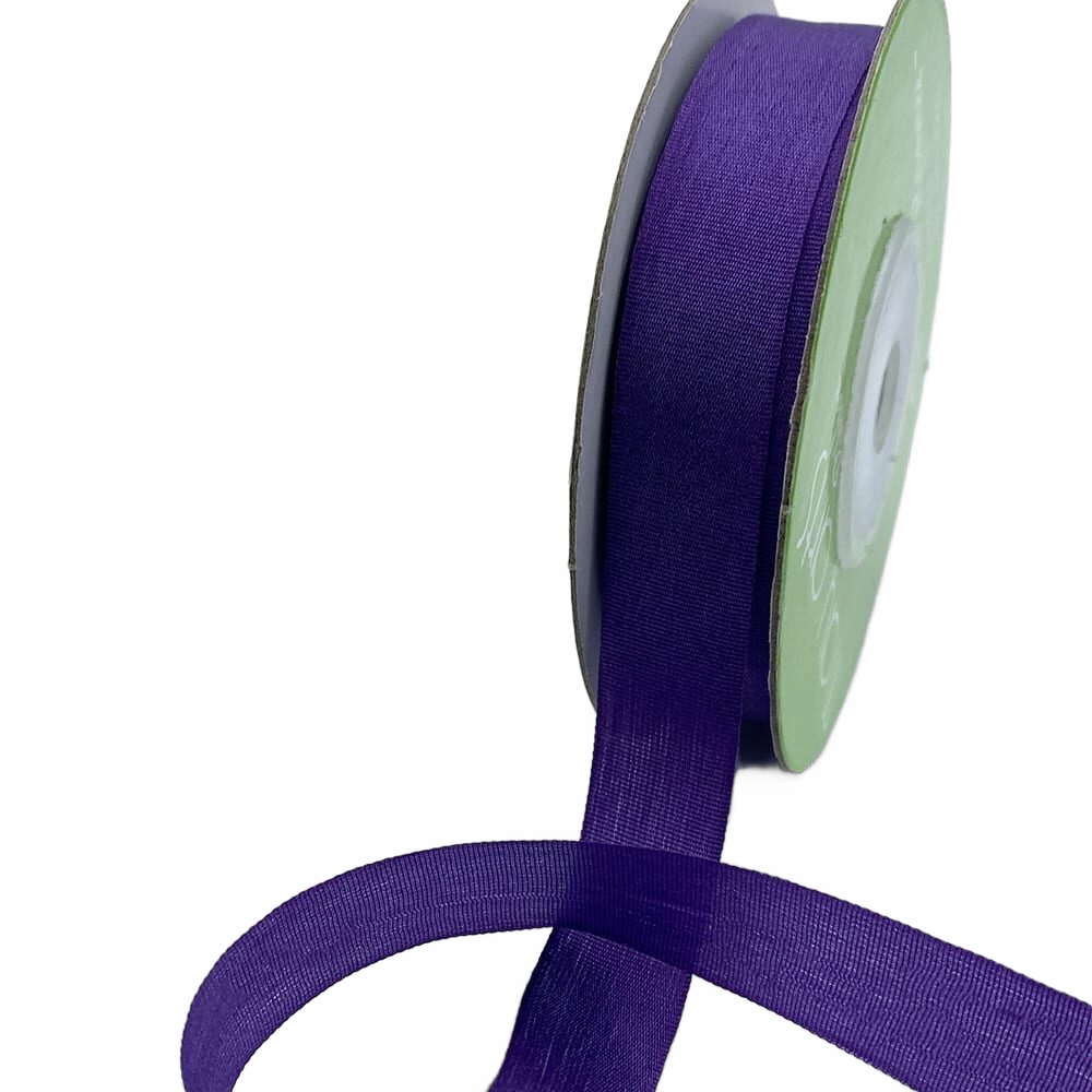 1/2 Inch 100% Hand-Dyed Violet Silk Ribbon With Woven Edge