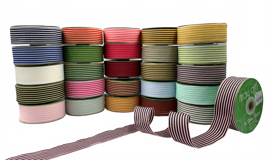 1.5 Inch Woven Grosgrain Stripe Ribbon With Woven Edge