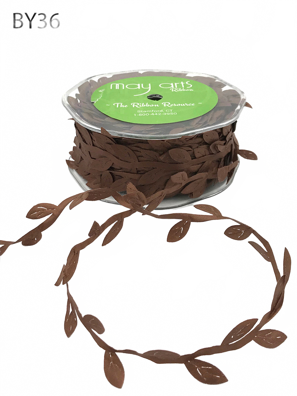 3/4 Inch Classic Leaves Rust Ribbon With Sealed Cut Edge