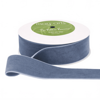 1.5 Inch Classic Dusty Blue Velvet Ribbon With Woven Edge