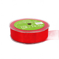 1 Inch Soft Shimmer Red Sheer Ribbon With Cut Edge