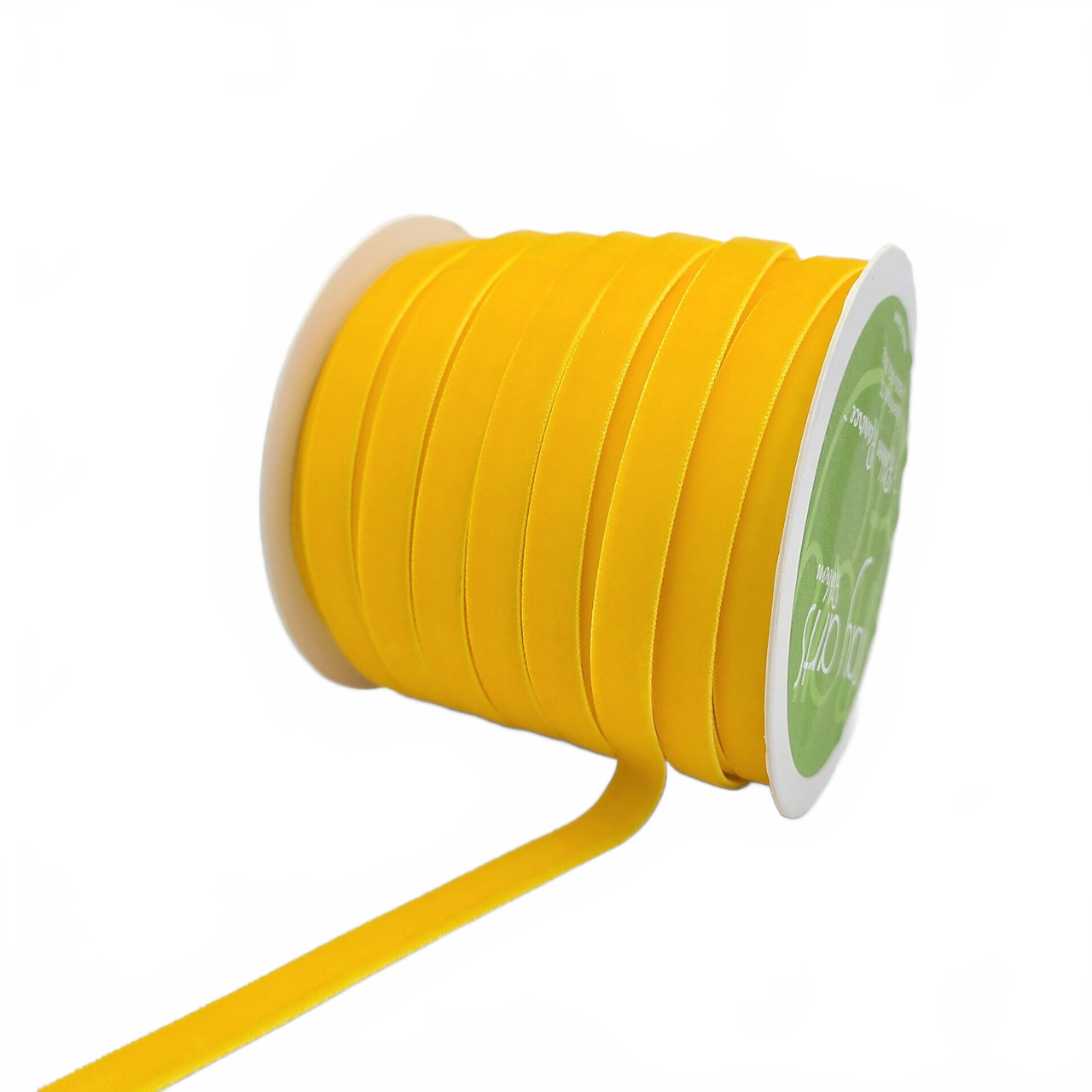 3/8 Inch Classic Yellow Velvet Ribbon With Woven Edge