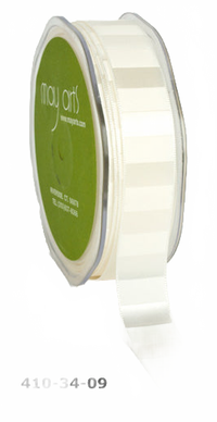 3/4 Inch Horizontal Stripe Ivory Satin Ribbon