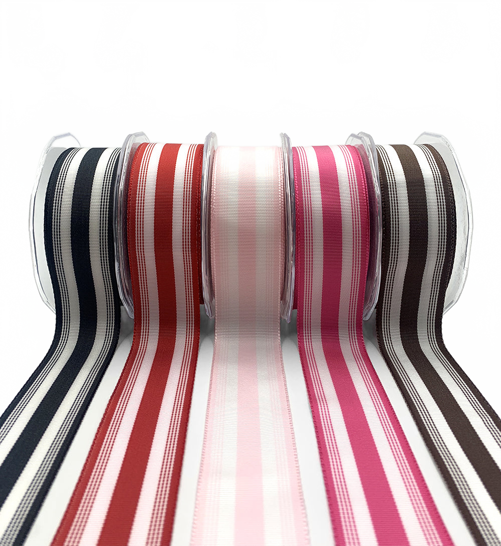 1.5 Inch Ticking Striped Ribbon With Woven Edge