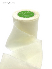 2 Inch 100% Silk Ivory Buttercream Crepe With Frayed Edge (Non-Dyed And Hand-Dyed)