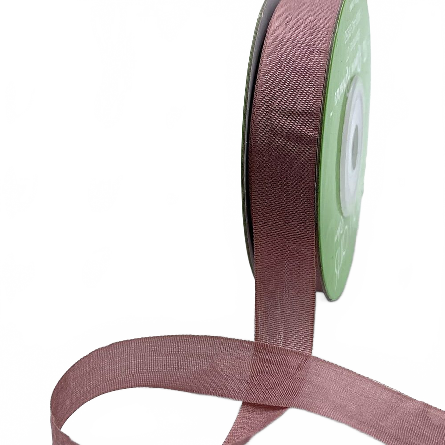 1/2 Inch 100% Hand-Dyed Woodrose Silk Ribbon With Woven Edge