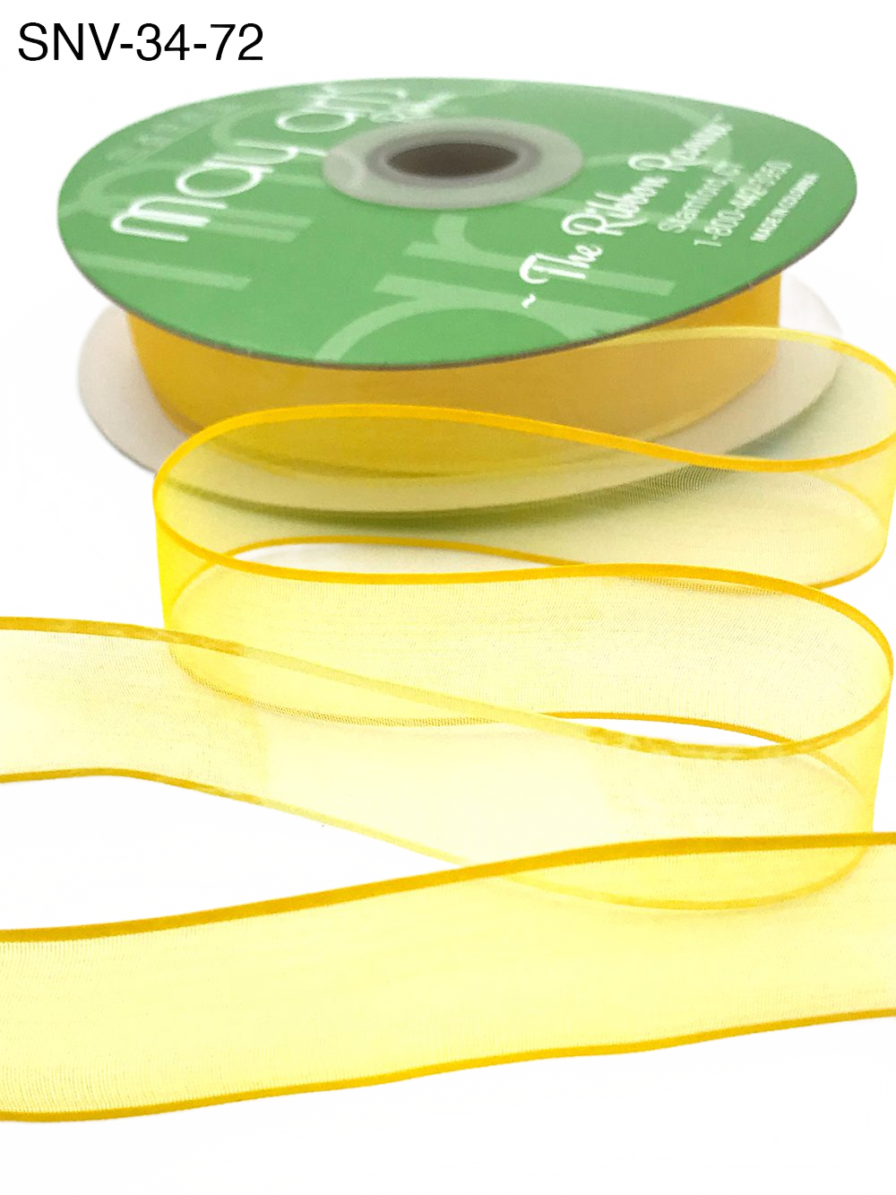 3/4 Inch Soft Variegated (Multi-Color) Lemon/Yellow Sheer Ribbon With Thin Solid Edge