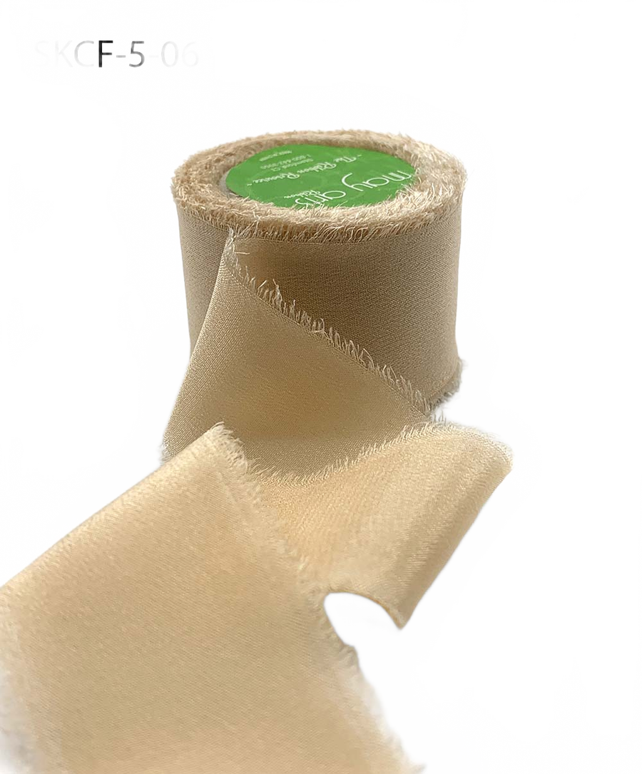 1.25 Inch 100% Silk Hazelnut Crepe With Frayed Edge (Non-Dyed And Hand-Dyed)