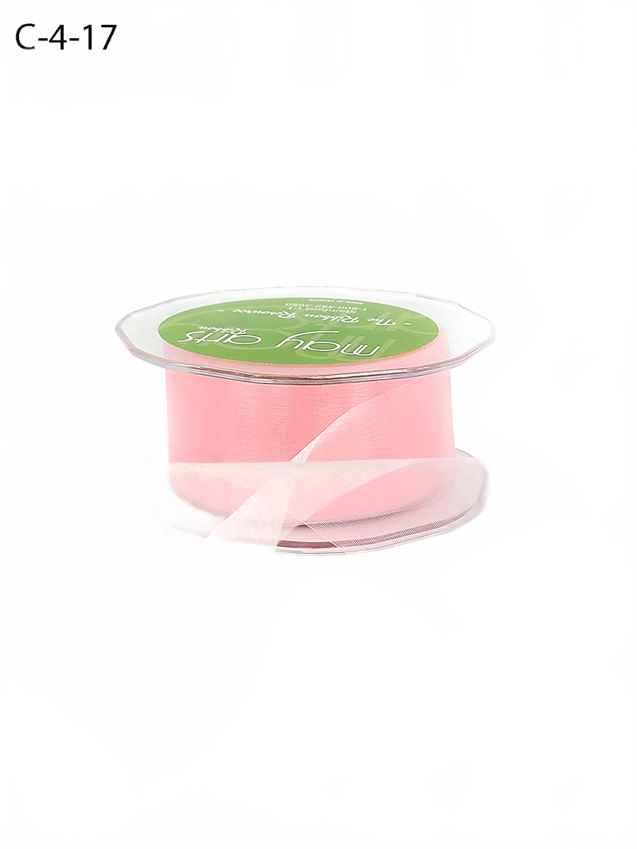 1.5 Inch Soft Shimmer Pink Sheer Ribbon With Cut Edge