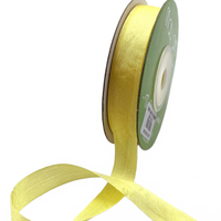 1/2 Inch 100% Hand-Dyed Yellow Silk Ribbon With Woven Edge