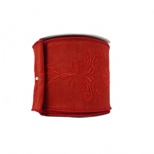 Ribbon Damask Dupioni 4" Red