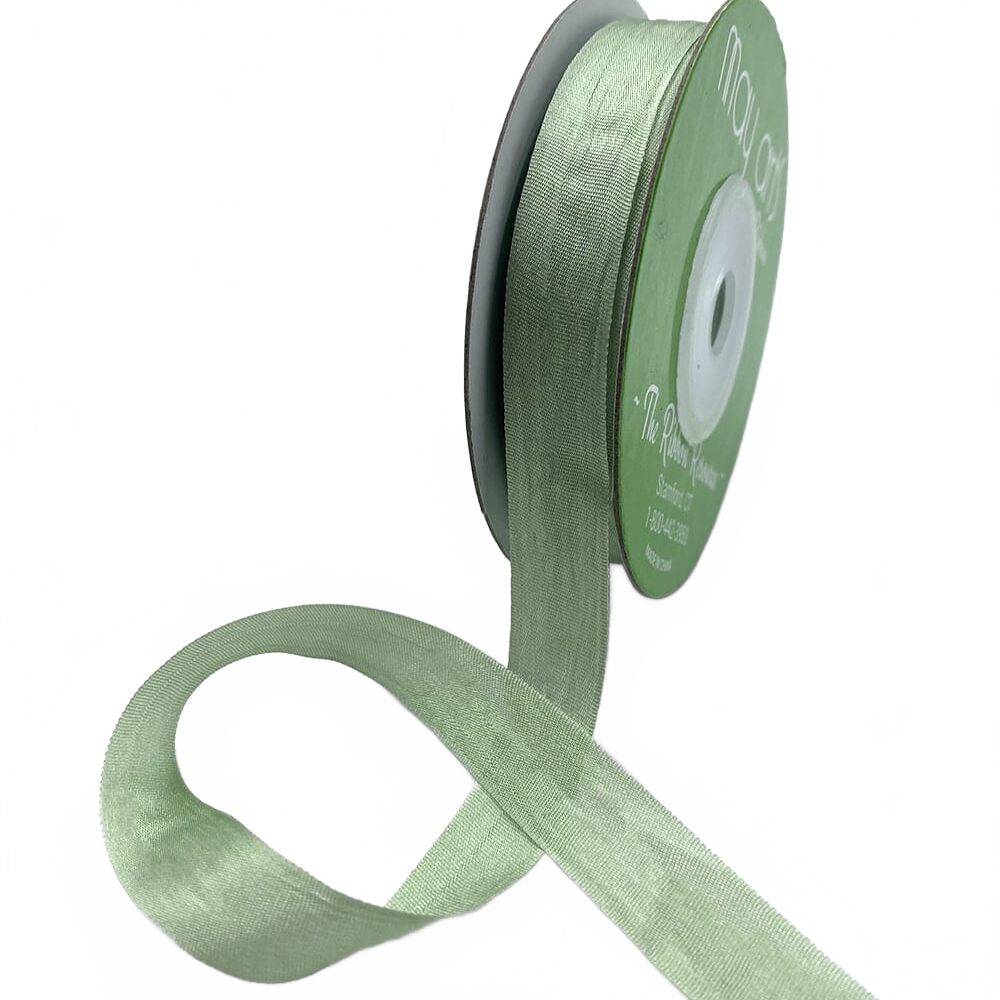 1/2 Inch 100% Hand-Dyed Mint Green Silk Ribbon With Woven Edge