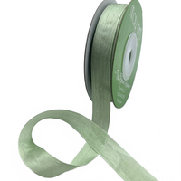 1/2 Inch 100% Hand-Dyed Mint Green Silk Ribbon With Woven Edge