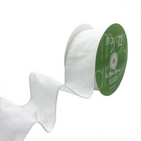 2.5″ White Dupioni Ribbon With Wired Edge