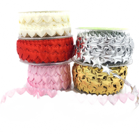 3/4″ Puffy Gold Stars Satin Seasonal Shape Ribbon With Cut Sealed Edge