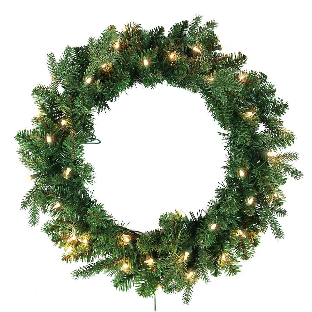 24" Pre-Lit Clear Incandescent Jackson Pine Wreath