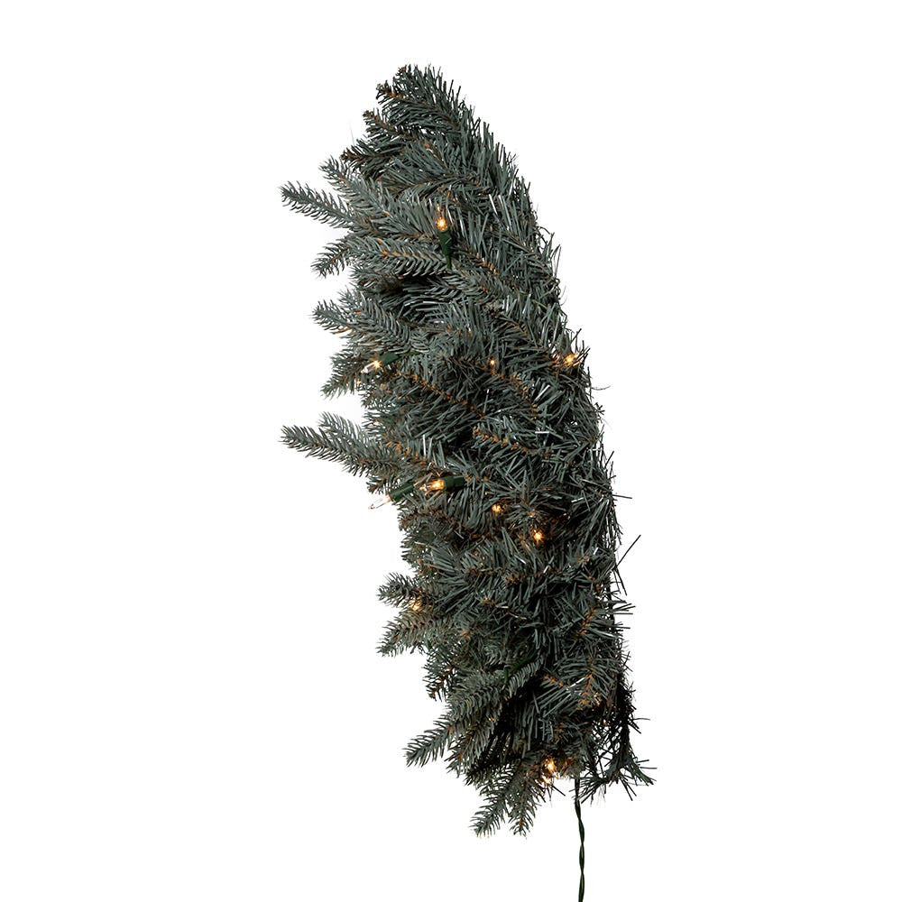 24" Battery-Operated Pre-Lit Clear Incandescent Blue Spruce Wreath