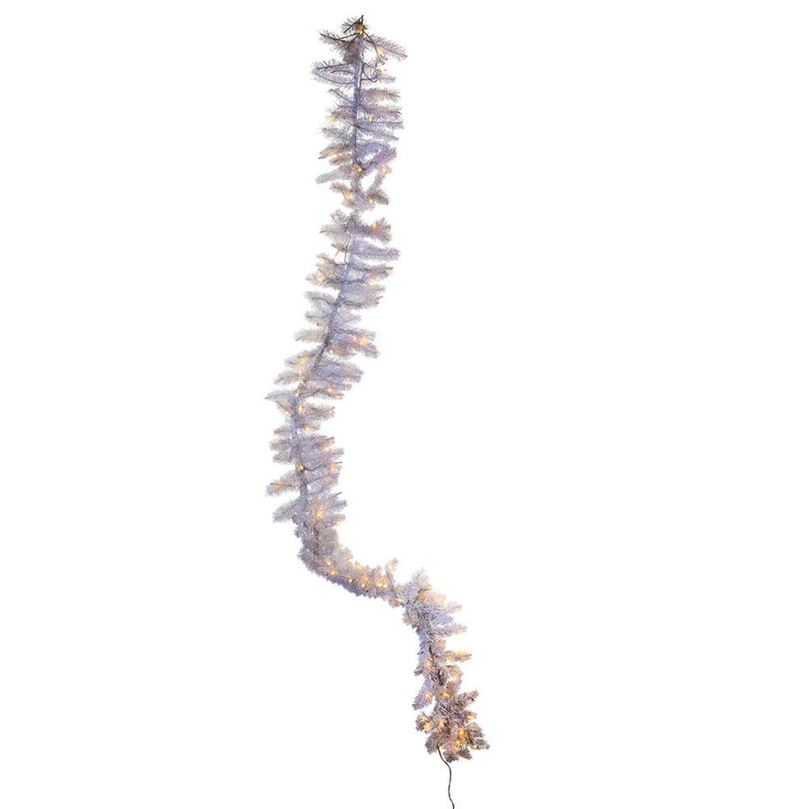 9' Pre-Lit Clear Incandescent Crystal White Garland