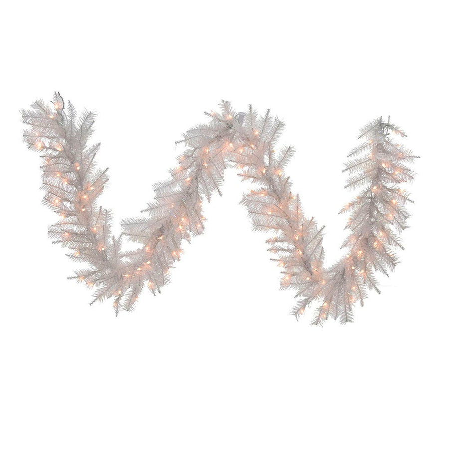 9' Pre-Lit Clear Incandescent Crystal White Garland