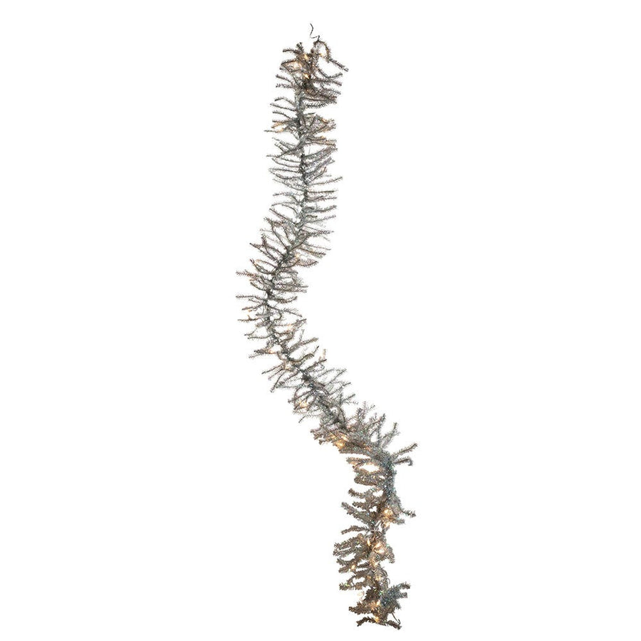 9' Pre-Lit Clear Incandescent Silver Ice Garland