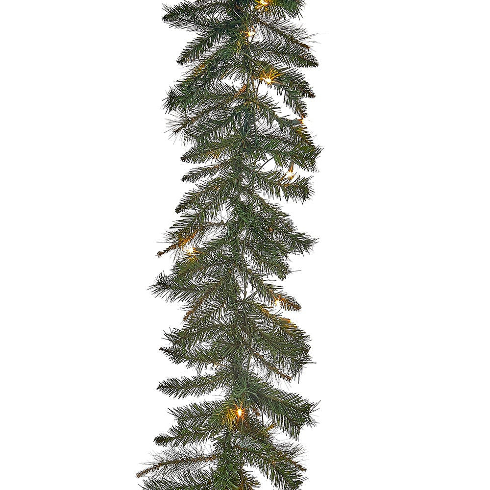 9' Pre-Lit Clear Incandescent Classic Green Garland