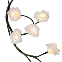 6' Pre-Lit Warm White LED Green Vine White Rose Garland