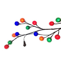 6' Pre-Lit Multicolored LED Cotton Ball Light Brown Vine Garland