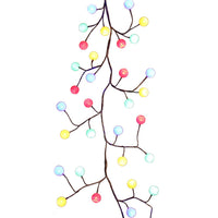 6' Pre-Lit Multicolored LED Cotton Ball Light Brown Vine Garland