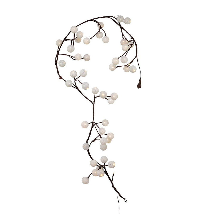 6' Pre-Lit Warm White LED Cotton Ball Light Brown Vine Garland