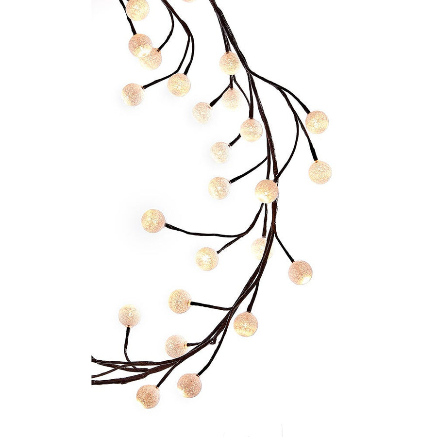 6' Pre-Lit Warm White LED Cotton Ball Light Brown Vine Garland