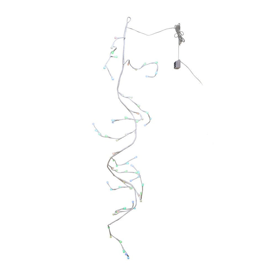 6' Pre-Lit Multicolor LED Gumball Light White Birch Vine Garland