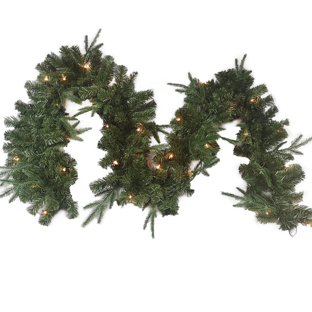 9' Pre-Lit Clear Incandescent Sierra Green Garland