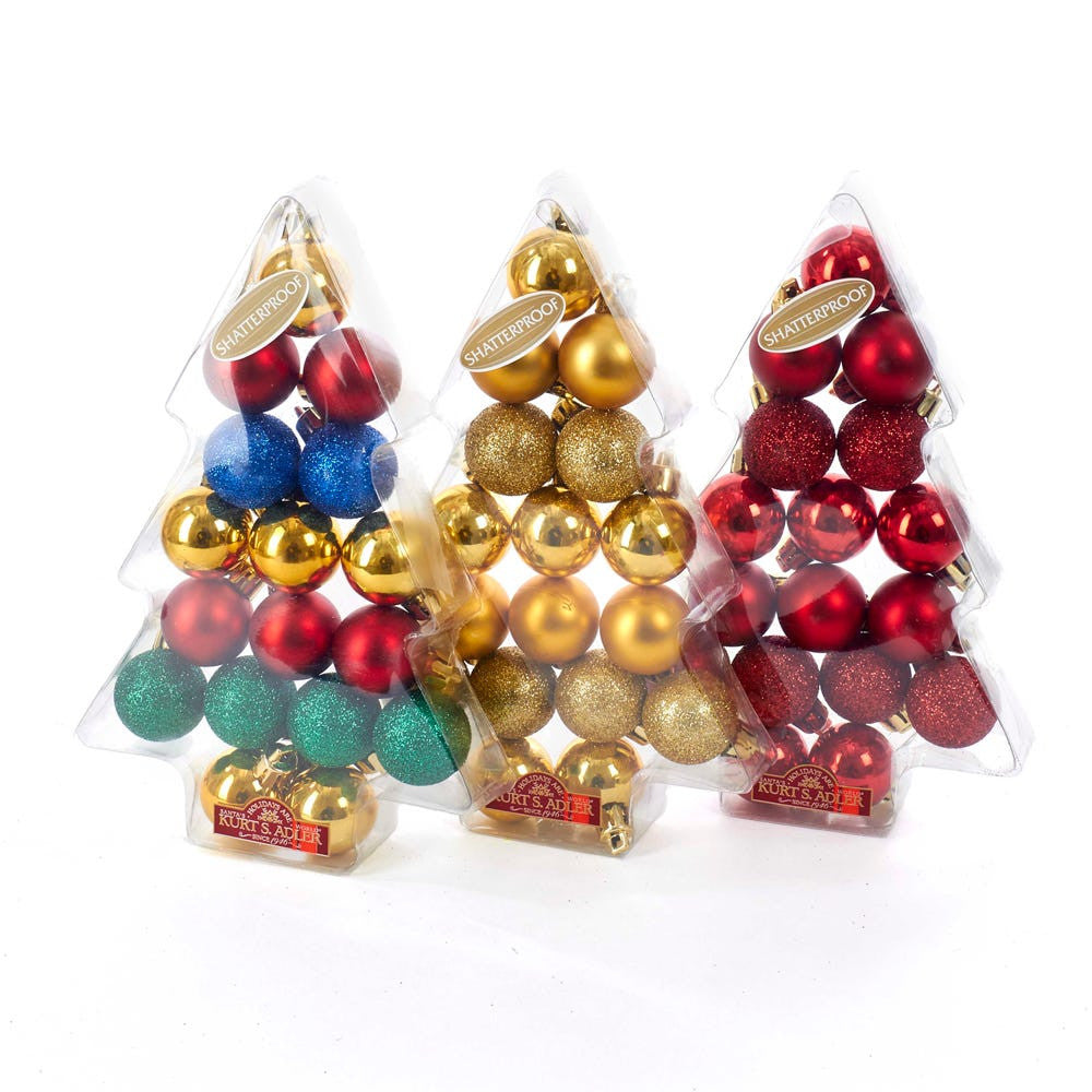 30MM Miniature Shatterproof Ball Ornaments, 17-Piece Box