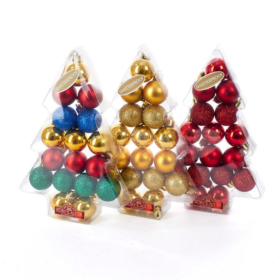 30MM Miniature Shatterproof Ball Ornaments, 17-Piece Box