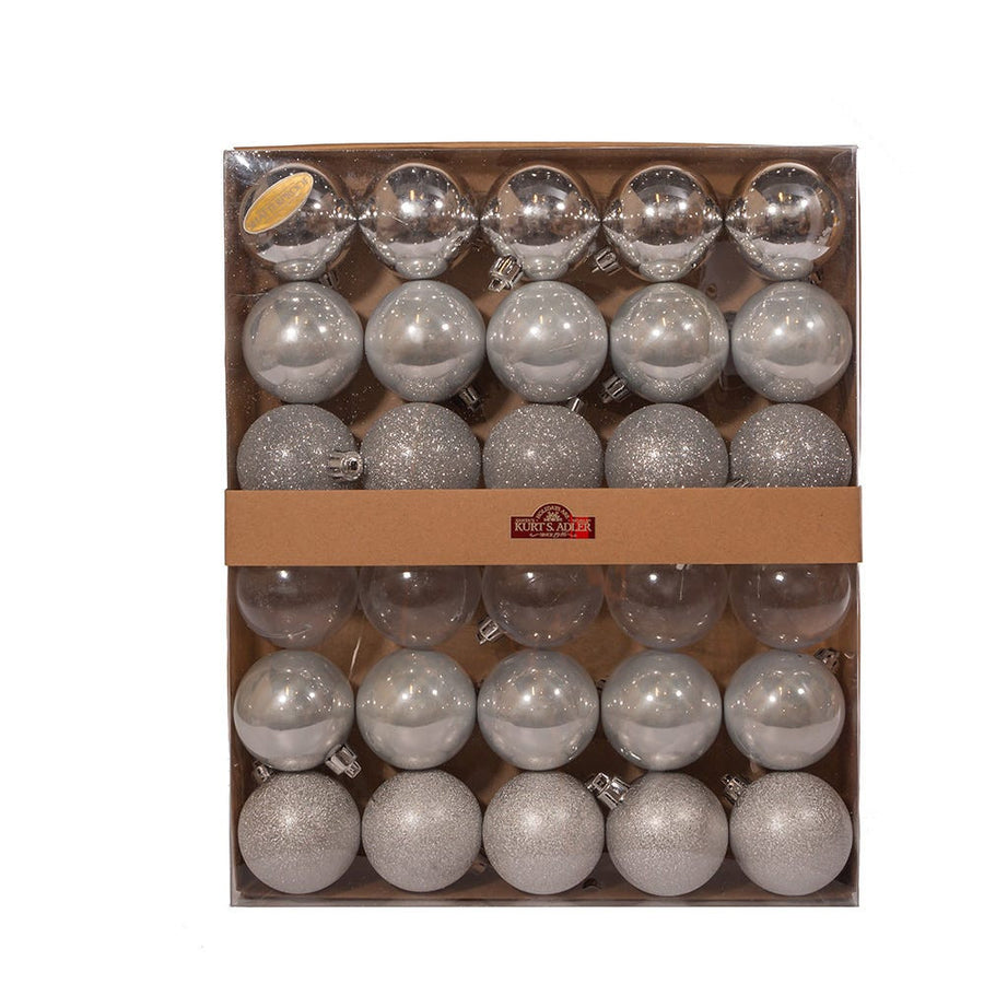 60MM Shatterproof Silver Ball Ornaments