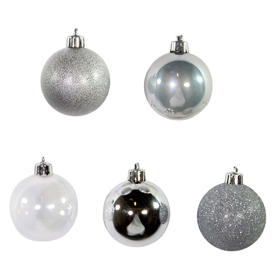 60MM Shatterproof Silver Ball Ornaments
