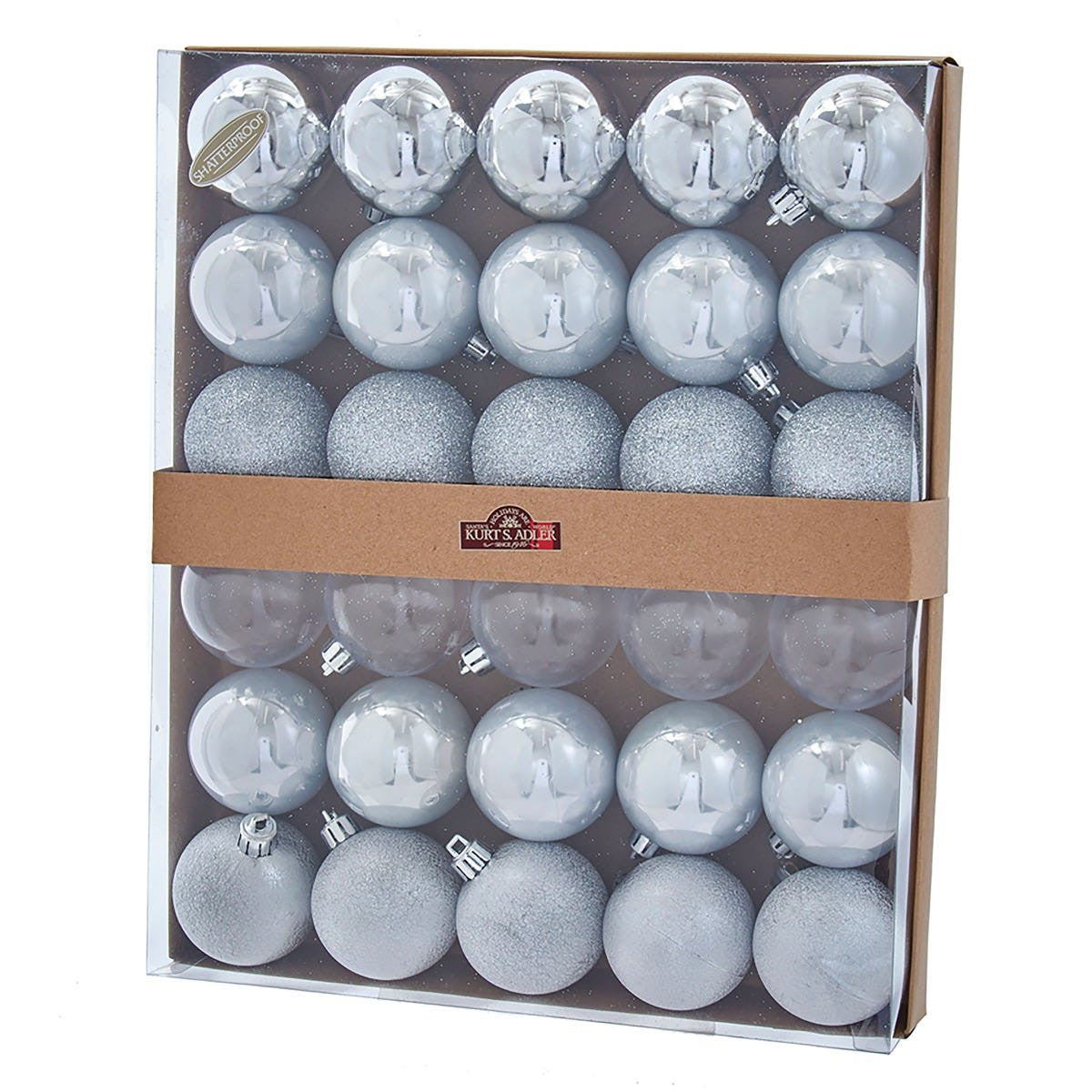 60MM Shatterproof Silver Ball Ornaments