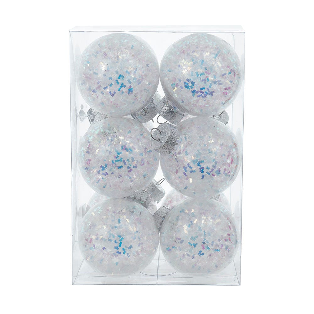 60MM Shatterproof Iridescent Glittered Ball Ornaments