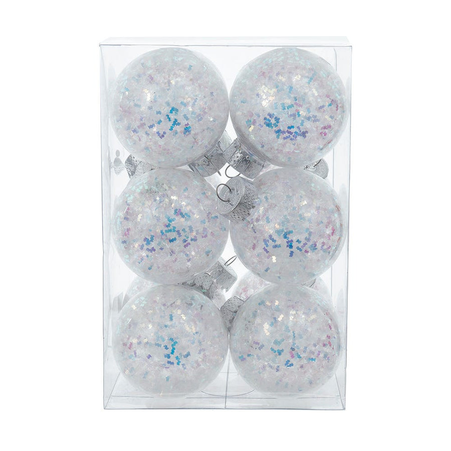 60MM Shatterproof Iridescent Glittered Ball Ornaments