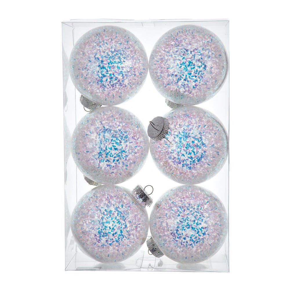 100MM Shatterproof Iridescent Glittered Ball Ornaments