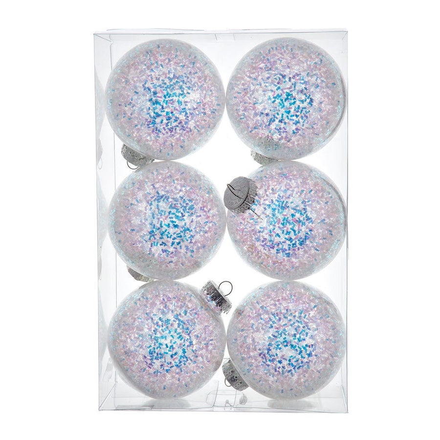 100MM Shatterproof Iridescent Glittered Ball Ornaments