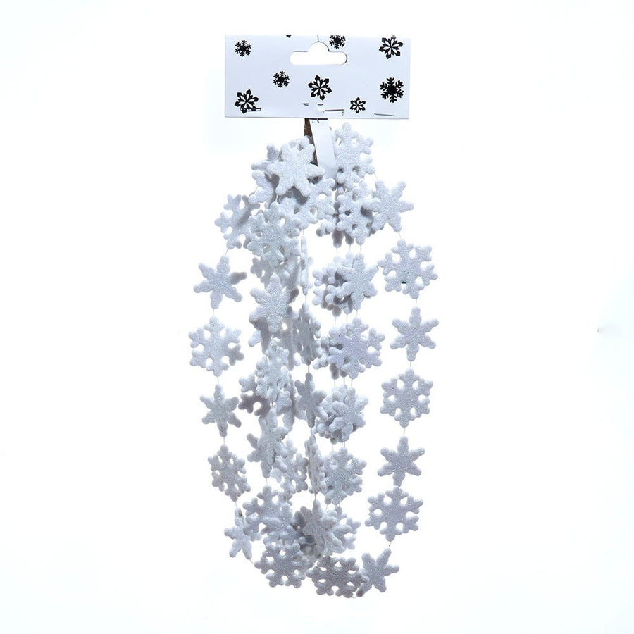 9' Glittered Snowflake Garland