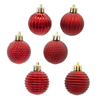 40MM Gold, Silver & Red Textured Ball Ornaments, 24-Piece Box
