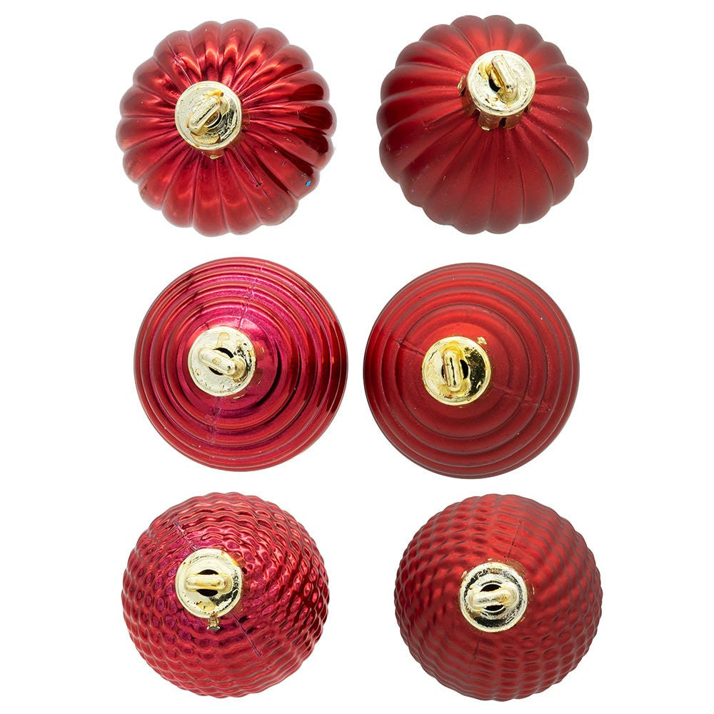 40MM Gold, Silver & Red Textured Ball Ornaments, 24-Piece Box