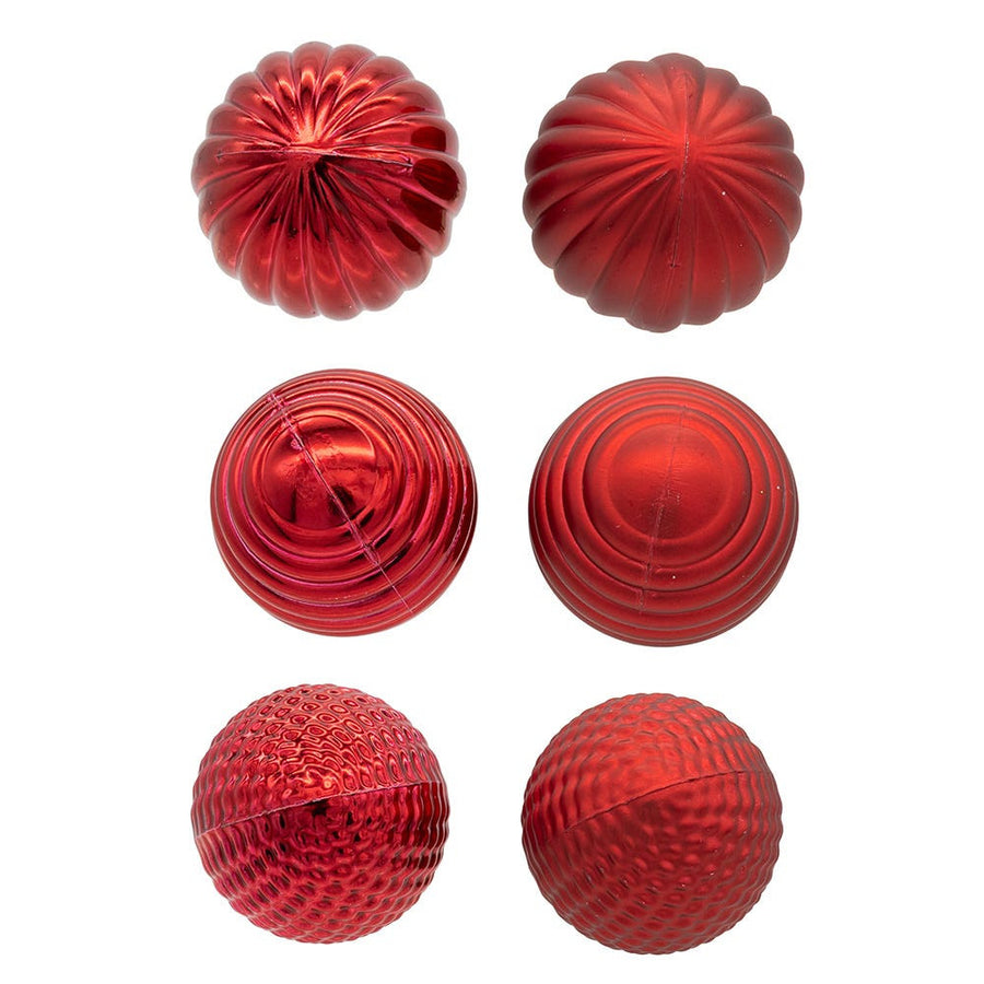 40MM Gold, Silver & Red Textured Ball Ornaments, 24-Piece Box
