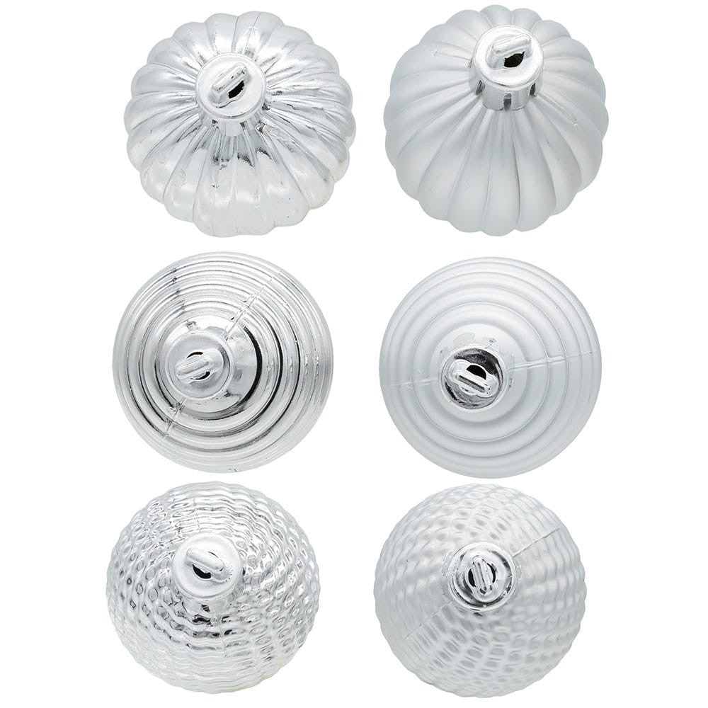40MM Gold, Silver & Red Textured Ball Ornaments, 24-Piece Box